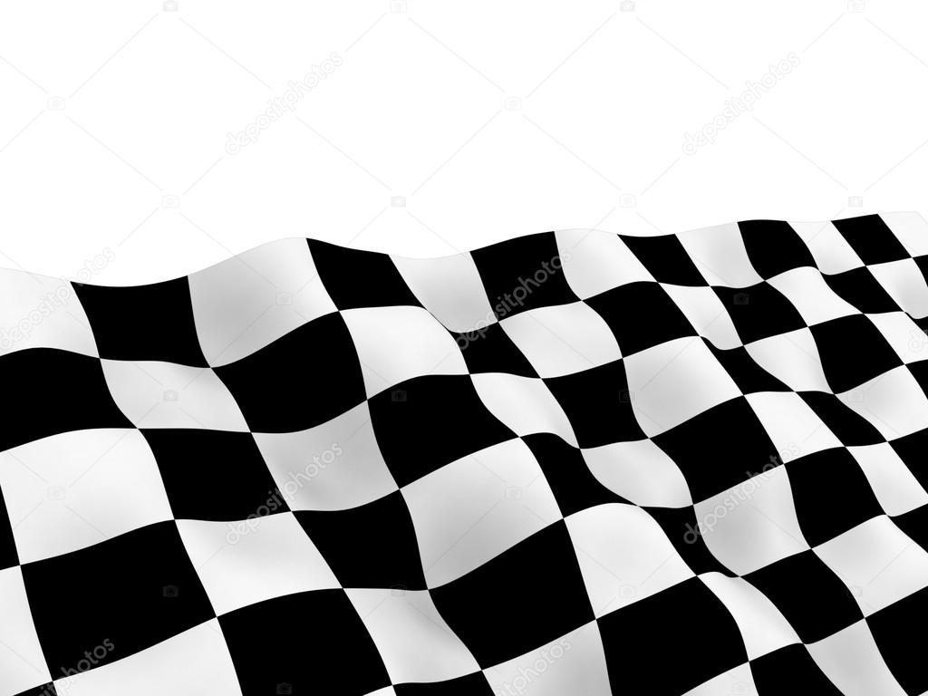 Checkered racing flag on winding flow