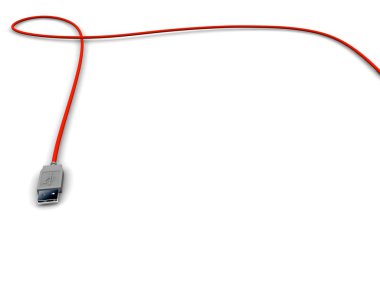 Kırmızı USB kablosu.