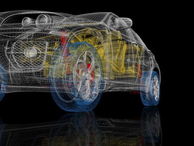 yüksek 3d araba model Detaylı.
