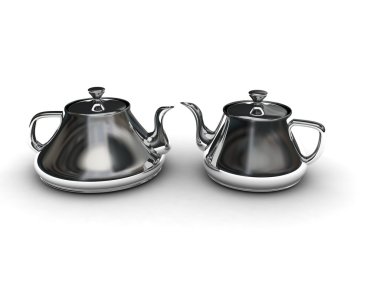 iki gümüş çaydanlık