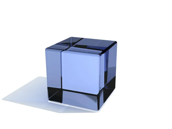 Blue glass cube — Stock Photo, Image