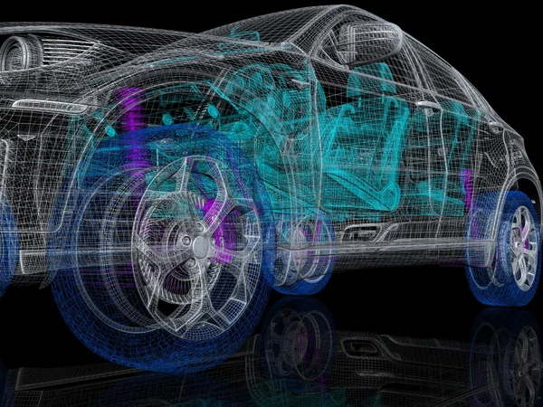 Dessin de voiture détaillé élevé — Photo