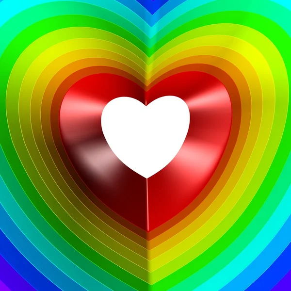 Bunte Herzen. Regenbogenfarben. Modernes Thema. — Stockfoto