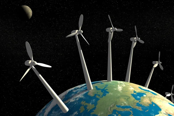 Mega windturbines op aarde. — Stockfoto