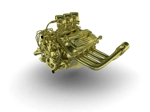 Motor de carro retro dourado — Fotografia de Stock