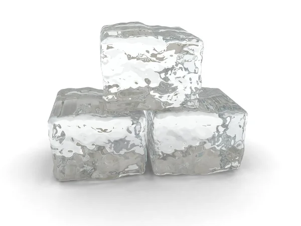 Cubos de gelo no plano branco — Fotografia de Stock