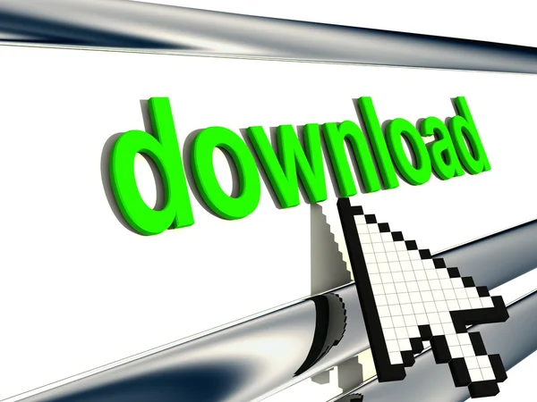 Signboard"download" with pixel arrow — Stock Photo, Image