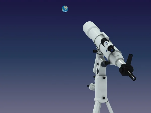 Telescópio 3d olhando para a Terra — Fotografia de Stock
