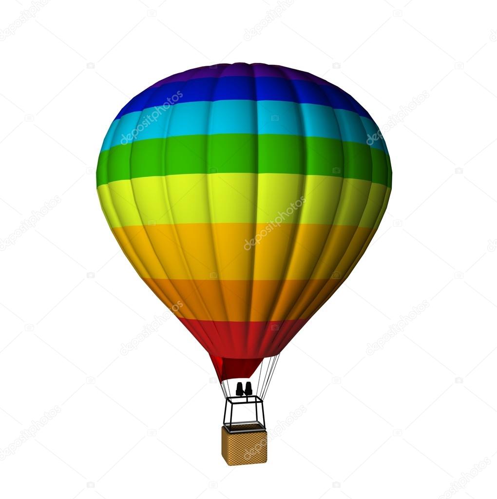 Hot air balloon with rainbow colors