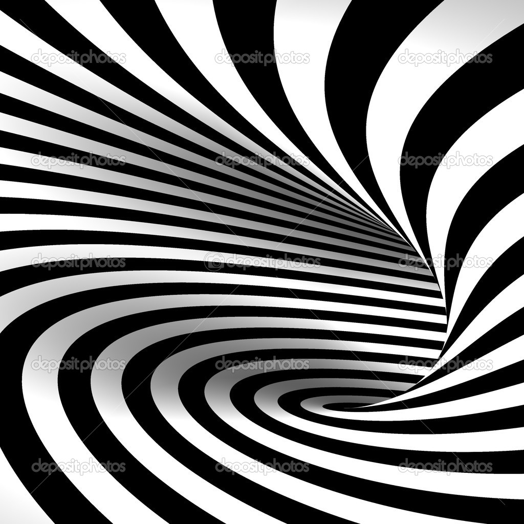 Black and white abstract tunnel