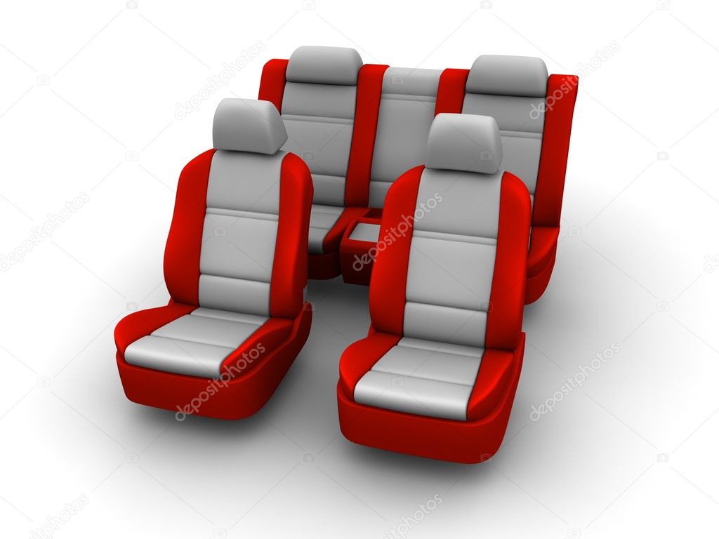 Red car seats isolated on white