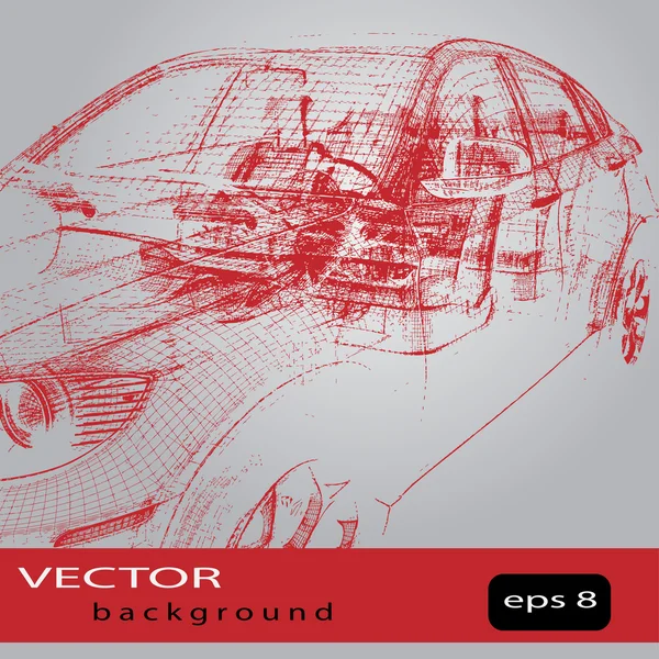 Vector auto draadframe — Stockvector