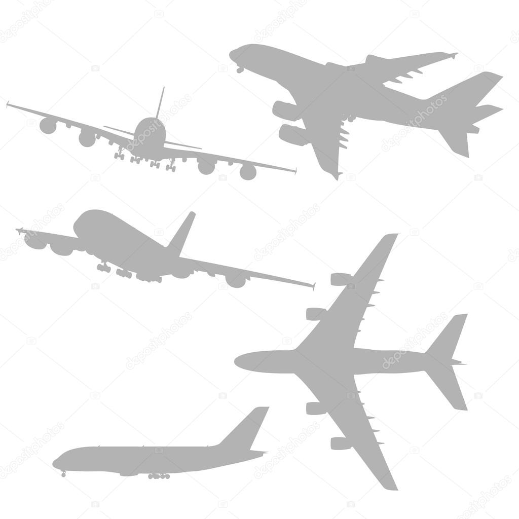 Airplanes silhouettes set