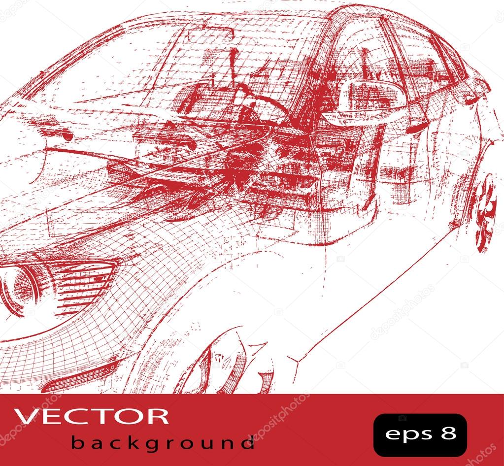 Vector car wire frame
