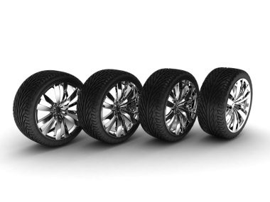 dört mükemmel araba tekerlekleri