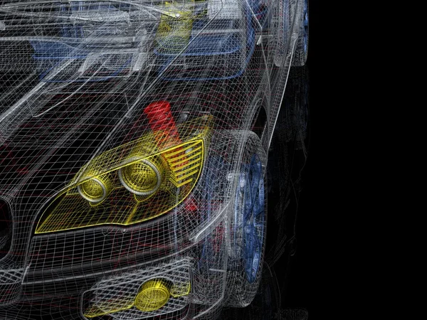 3D samochód drutu ramka — Zdjęcie stockowe