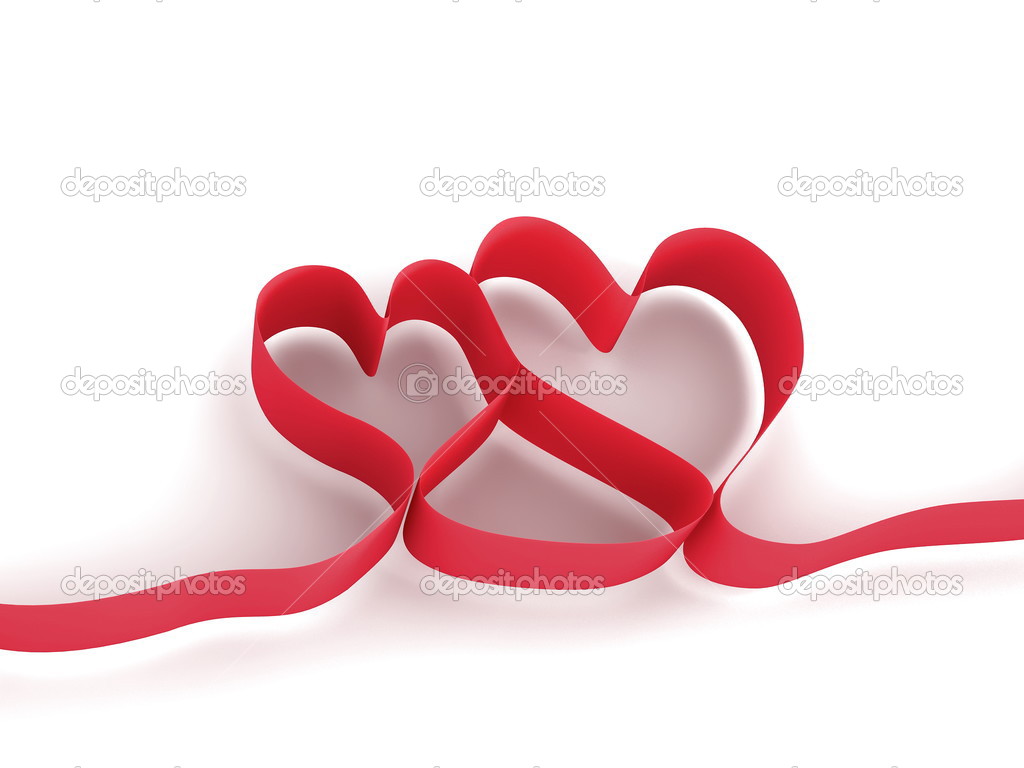 Rose ribbon like two loving hearts