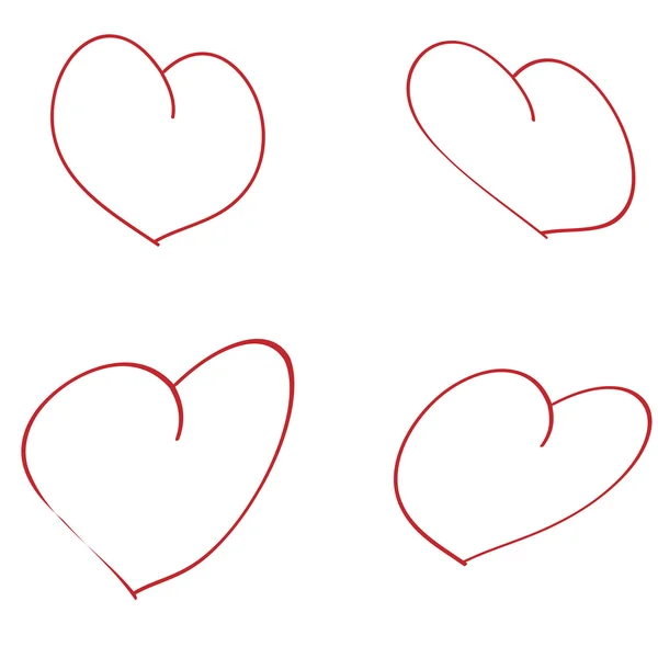Cuatro corazones rojos . — Archivo Imágenes Vectoriales