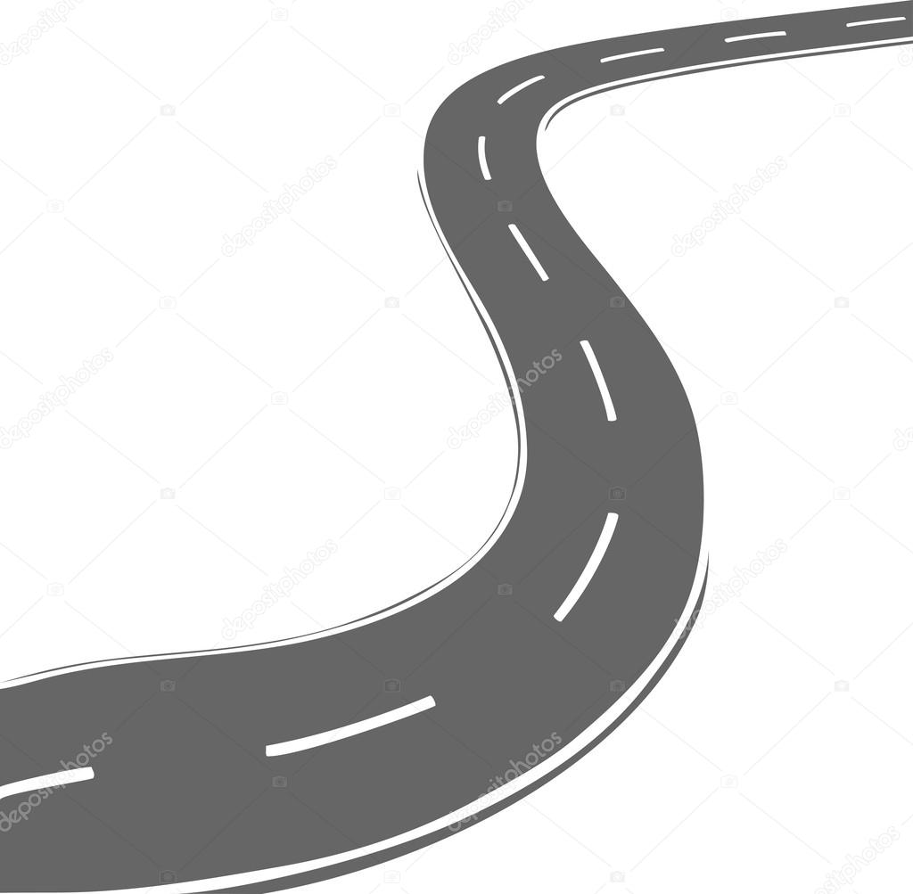 Vector curved road. Simple line style