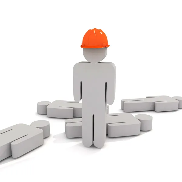 White man with orange helmet — Stock Photo, Image