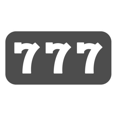 Büyük ikramiye, üç yedili, kumar makinesi 777 katı ikon, kumar konsepti, beyaz arka planda şanslı vektör işareti, mobil konsept ve web tasarımı için glyph tarzı ikon. Vektör grafikleri.