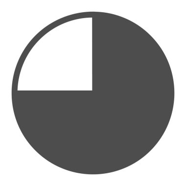 Çeyrek fraksiyon katı ikon, diyagram konsepti, beyaz arkaplanda dördüncü çember vektör işareti, mobil konsept ve web tasarımı için glifli simge. Vektör grafikleri.