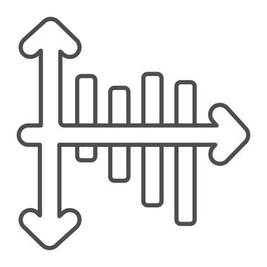 Çizgi çizelgesi, ince çizgi simgesi, diyagram konsepti, beyaz arkaplan üzerindeki grafik çizelgesi, mobil konsept ve web tasarımı için taslak biçimi simgesi. Vektör grafikleri.