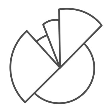 Hiperbolik pasta grafiği, artan parçalardan oluşan ince çizgi ikonu, diyagram konsepti, beyaz arkaplanda yuvarlak diyagram vektör işareti, mobil konsept ve web tasarımı için taslak biçim ikonu. Vektör grafikleri.