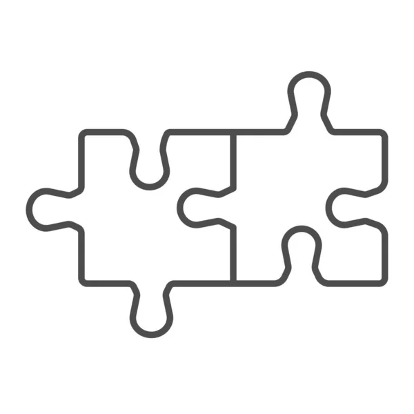 Dva puzzle kousky, zápas tenké čáry ikony, datování koncept, kompatibilita partnerů vektorové znamení na bílém pozadí, obrys styl ikony pro mobilní koncept a web design. Vektorová grafika. — Stockový vektor