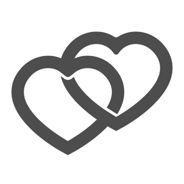 Dos corazones entrelazados icono sólido, citas concepto, signo de vector de amor indisoluble sobre fondo blanco, icono de estilo glifo para el concepto móvil y diseño web. Gráficos vectoriales. — Vector de stock