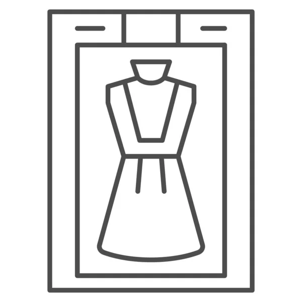 드라이 클리닝 머신에는 드레스가 얇은 라인 아이콘, 클리닝 컨셉, 흰색 배경에 세탁 장비 벡터 사인, 모바일 컨셉 과 웹 디자인의 개요 스타일 아이콘 이 포함되어 있다. 벡터 그래픽. — 스톡 벡터