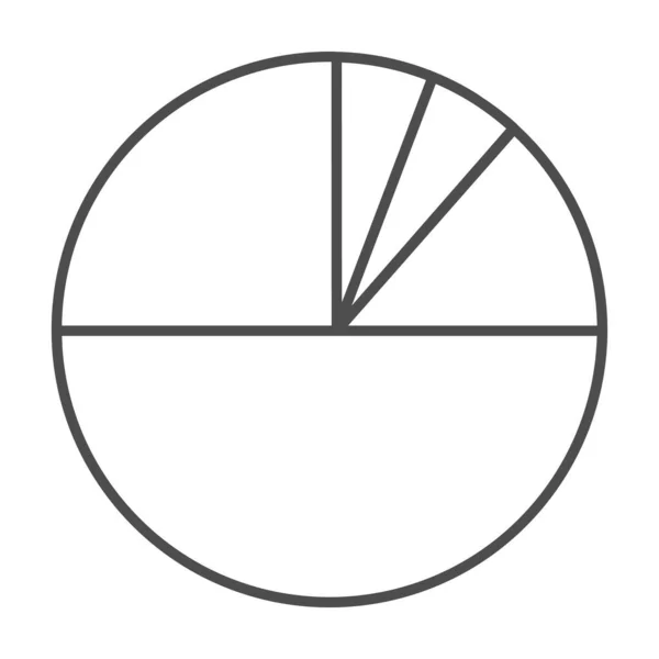 Pie chart with four parts and a half thin line icon, diagram concept, circle diagram shares vector sign on white background, outline style icon for mobile concept and web design. Vector graphics. — Stock Vector