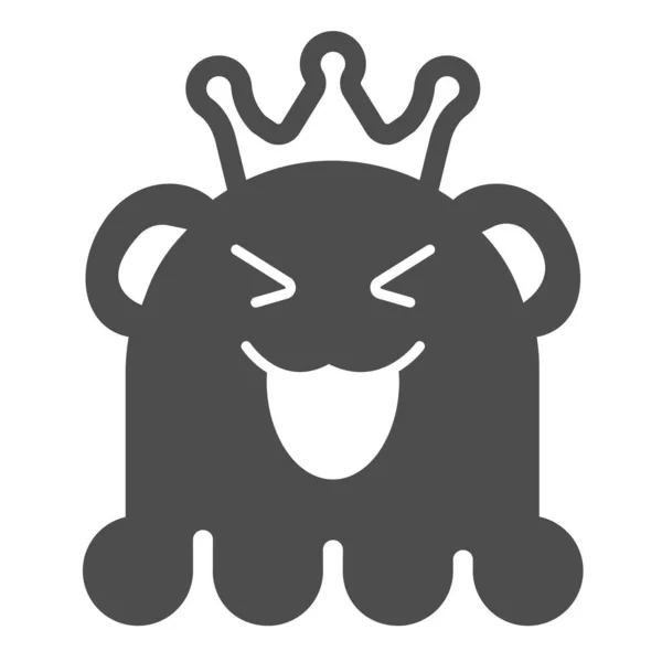 Princesa fantasma em coroa e monstro com engraçado sorriso ícone sólido, conceito divertido, sinal de vetor animal no fundo branco, ícone de estilo glifo para o conceito móvel e web design. Gráficos vetoriais. — Vetor de Stock
