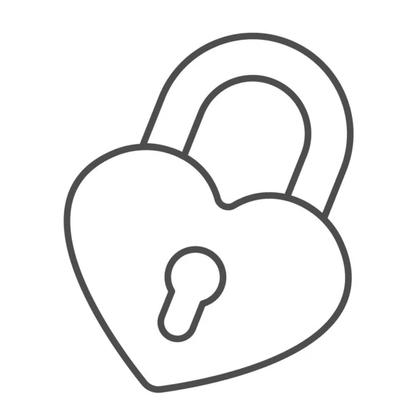 Heart shaped love lock and keyhole thin line icon, dating concept, padlock vector sign on white background, outline style icon for mobile concept and web design. Vector graphics. — Stock Vector