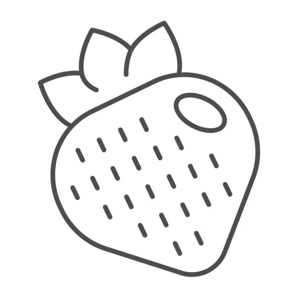 Φράουλα με φύλλα, εικονίδιο λεπτή γραμμή κουλοχέρης, έννοια παιχνιδιού, slot fruit machine vector sign on white background, περίγραμμα εικονίδιο στυλ για την κινητή έννοια και web design. Διανυσματικά γραφικά. — Διανυσματικό Αρχείο