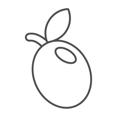 Yapraklı erik, slot makinesi ince çizgi ikonu, kumar konsepti, beyaz arka planda slot makinesi vektör işareti, mobil konsept ve web tasarımı için taslak biçimi simgesi. Vektör grafikleri.