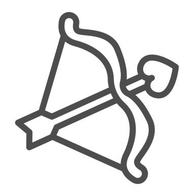 Ok ve kalp şeklindeki başlık simgesi, flört kavramı, beyaz arka planda aşk oku vektör işareti, mobil konsept ve web tasarımı için taslak tarzı simgesi. Vektör grafikleri.