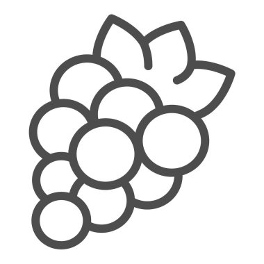 Yapraklı üzümler, slot makinesi çizgisi ikonu, kumar konsepti, beyaz arka planda meyve makinesi vektör işareti, mobil konsept ve web tasarımı için taslak tarzı ikon. Vektör grafikleri.