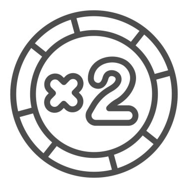 Kumarhane ikramiyesi çipi, blackjack para hattı ikonu, gamblimg konsepti, beyaz arka planda poker jetonu işareti, mobil konsept ve web tasarımı için taslak tarzı ikon. Vektör grafikleri.