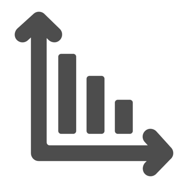 Gráfico de barras decreciente, icono sólido del gráfico de barras decreciente, concepto de diagrama, signo vectorial gráfico sobre fondo blanco, icono de estilo glifo para concepto móvil y diseño web. Gráficos vectoriales. — Vector de stock