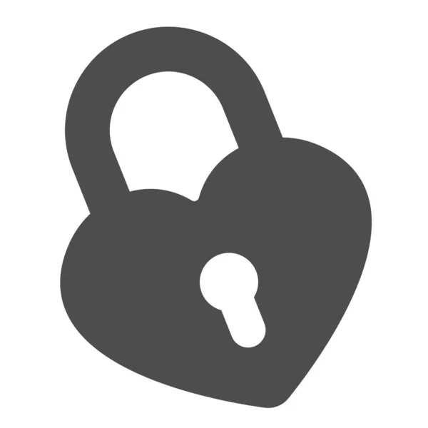 Heart shaped love lock and keyhole solid icon, dating concept, padlock vector sign on white background, glyph style icon for mobile concept and web design. Vector graphics. — Stock Vector