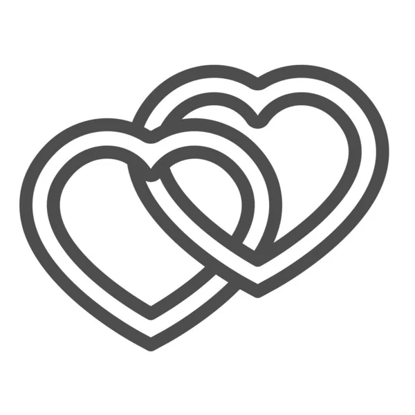 Dos corazones entrelazados línea icono, citas concepto, signo de vector de amor indisoluble sobre fondo blanco, icono de estilo de esquema para el concepto móvil y diseño web. Gráficos vectoriales. — Vector de stock