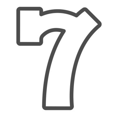 Lucky Seven, slot makinesi, 7 satır ikonu, kumar konsepti, beyaz arka planda 7 numara vektör işareti, mobil konsept ve web tasarımı için taslak tarzı ikon. Vektör grafikleri.