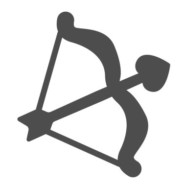 Ok ve kalp şeklinde baş sert ikon, flört kavramı, beyaz arka planda aşk oku vektör işareti, mobil konsept ve web tasarımı için glyph tarzı simge. Vektör grafikleri.