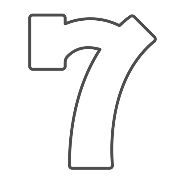 Lucky Seven, gokautomaat, 7 dunne lijn pictogram, gokken concept, nummer 7 vector teken op witte achtergrond, outline stijl pictogram voor mobiele concept en web design. vectorgrafieken. — Stockvector