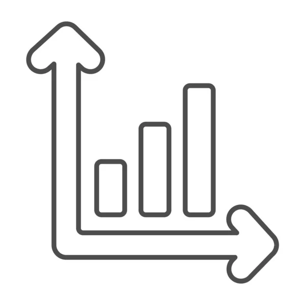 Gráfico de barras de crecimiento con columnas y ejes icono de línea delgada, concepto de diagrama, signo vectorial de dinámica de crecimiento sobre fondo blanco, icono de estilo de contorno para concepto móvil y diseño web. Gráficos vectoriales. — Vector de stock