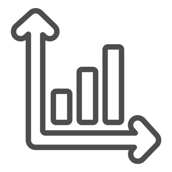 Wachstumsbalkendiagramm mit Spalten und Achsen Liniensymbol, Diagrammkonzept, Wachstumsdynamik Vektorzeichen auf weißem Hintergrund, umreißendes Stilsymbol für mobiles Konzept und Webdesign. Vektorgrafik. — Stockvektor