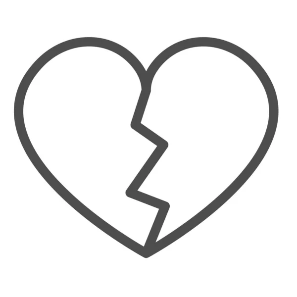 Corazón con una grieta, corazón roto, romper el icono de la línea, concepto de citas, signo de vector de la tragedia del amor en el fondo blanco, icono de estilo de contorno para el concepto móvil y el diseño web. Gráficos vectoriales. — Archivo Imágenes Vectoriales