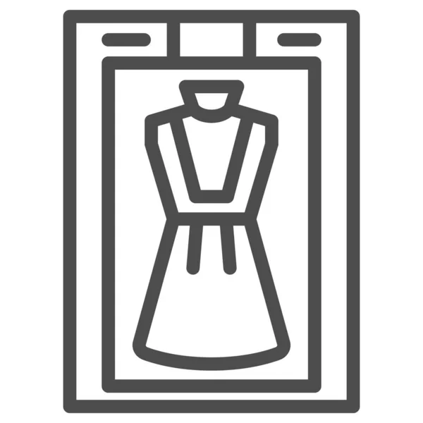 드라이 클리닝 머신 안에 드레스 아이콘, 클리닝 컨셉, 흰색 배경에 세탁 장비 벡터 사인, 모바일 컨셉 과 웹 디자인의 개요 스타일 아이콘 이 있다. 벡터 그래픽. — 스톡 벡터