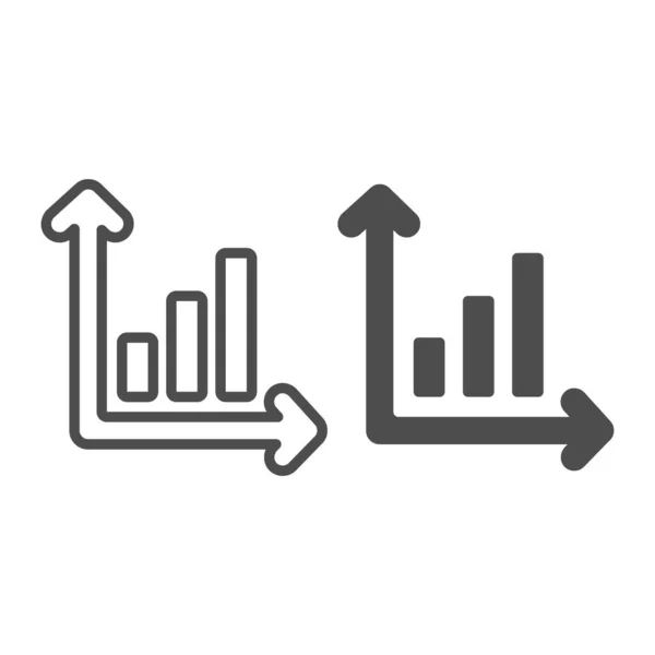 Wachstumsbalkendiagramm mit Spalten und Achsen Linie und durchgehendem Symbol, Diagrammkonzept, Wachstumsdynamik Vektorzeichen auf weißem Hintergrund, umreißendes Stilsymbol für mobiles Konzept und Webdesign. Vektorgrafik. — Stockvektor